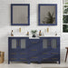 60" Double Sink Modern Bathroom Vanity Set with White Engineered Marble Top & Free Mirrors – Large Storage Cabinet with 7 Drawers VA3124-60 - HomeBeyond