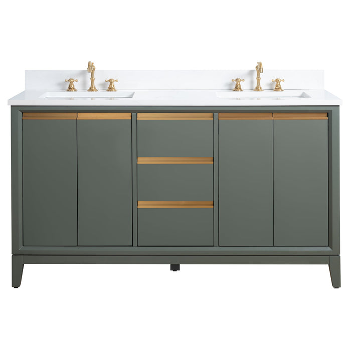 60" Double Sink Modern Freestanding Solid Wood Bathroom Vanity Set with Ariston White Engineered Marble Top – Storage Cabinet with Soft-Closing Drawers VA8060-D - HomeBeyond