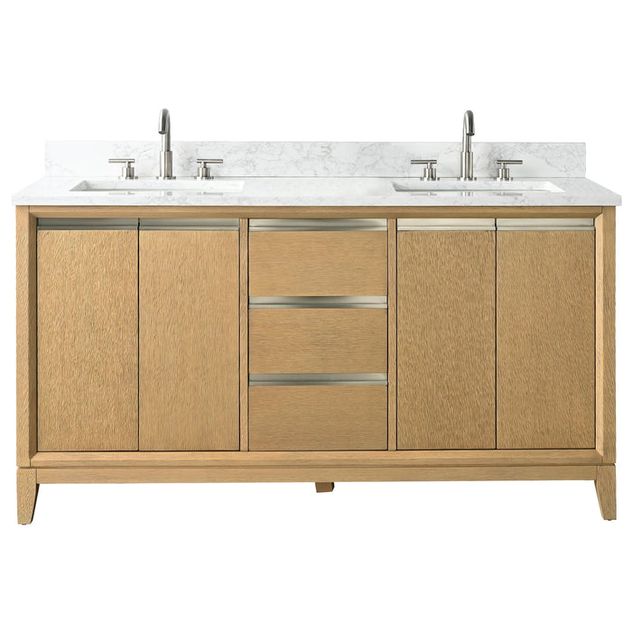 60" Double Sink Modern Freestanding Solid Wood Bathroom Vanity Set with Ariston White Engineered Marble Top – Storage Cabinet with Soft-Closing Drawers VA8060-D - HomeBeyond