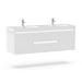 60" Double Sink Modern Wall-Mounted Bathroom Vanity Set with LED Light & White Resin Top – Floating Storage Cabinet with 2 Doors VA6060DWL - HomeBeyond