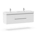 60" Double Sink Modern Wall-Mounted Bathroom Vanity Set with White Engineered Stone Top – Floating Storage Cabinet with Drawers & Doors VA6060DW - HomeBeyond