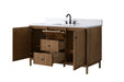 60" Freestanding Bathroom Vanity with Milano Mist Engineered Stone Countertop, Integrated Ceramic Sink, Hidden Power & USB Charging Station and Hair Dryer Storage - HomeBeyond