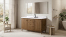 60" Freestanding Bathroom Vanity with Milano Mist Engineered Stone Countertop, Integrated Ceramic Sink, Hidden Power & USB Charging Station and Hair Dryer Storage - HomeBeyond