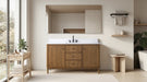 60" Freestanding Bathroom Vanity with Milano Mist Engineered Stone Countertop, Integrated Ceramic Sink, Hidden Power & USB Charging Station and Hair Dryer Storage - HomeBeyond