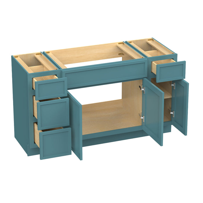 60" Modern Freestanding Birch & Plywood Bathroom Vanity Base Only – Shaker Style Storage Cabinet with 4 Drawers & 3 Soft-Closing Doors VA41123-36-121 - HomeBeyond