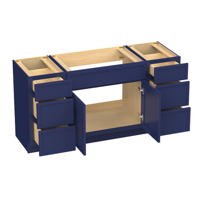 60" Modern Freestanding Birch & Plywood Bathroom Vanity Base Only – Shaker Style Storage Cabinet with 6 Drawers & 2 Doors VA153-30-153 - HomeBeyond