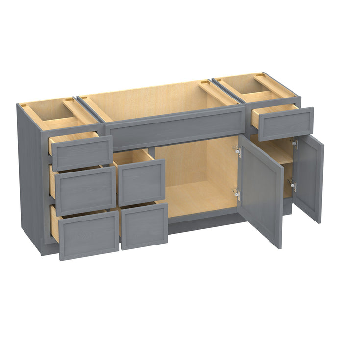 60" Modern Freestanding Birch & Plywood Bathroom Vanity Base Only – Shaker Style Storage Cabinet with 6 Drawers & 2 Soft-Closing Doors VA41123-362L-121 - HomeBeyond
