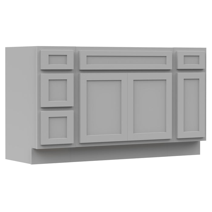 60" Modern Freestanding Oak Bathroom Vanity Base Only – Shaker Style Storage Cabinet with 4 Drawers & 3 Doors VA40123-36-121 - HomeBeyond