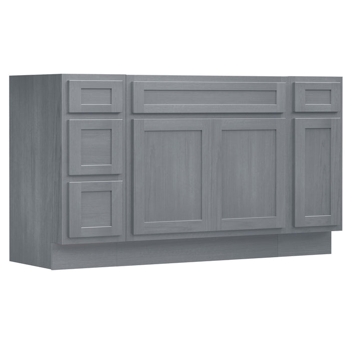 60" Modern Freestanding Oak Bathroom Vanity Base Only – Shaker Style Storage Cabinet with 4 Drawers & 3 Doors VA40123-36-121 - HomeBeyond