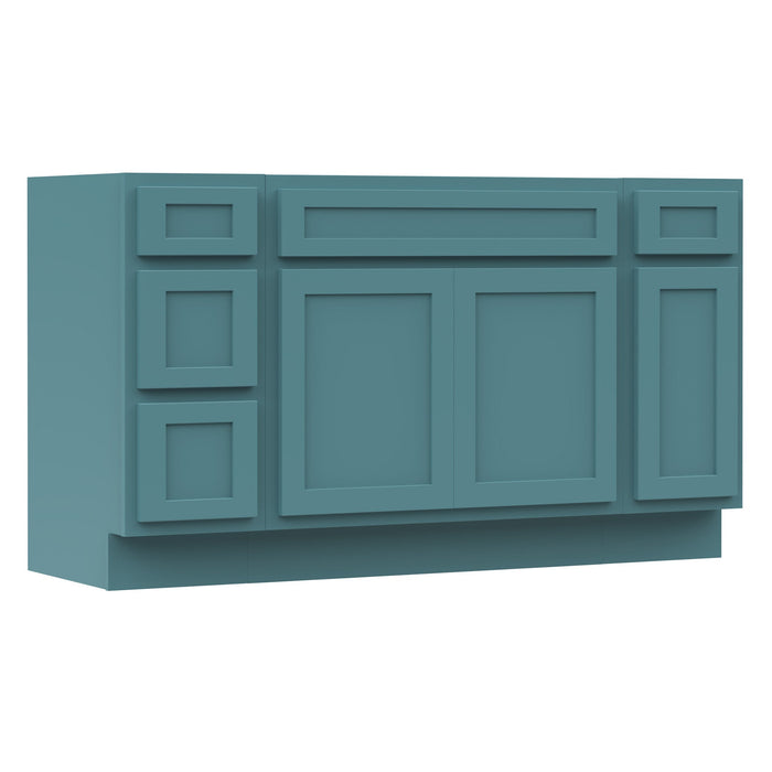 60" Modern Freestanding Oak Bathroom Vanity Base Only – Shaker Style Storage Cabinet with 4 Drawers & 3 Doors VA40123-36-121 - HomeBeyond