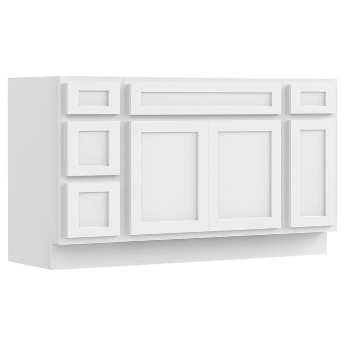 60" Modern Freestanding Oak Bathroom Vanity Base Only – Shaker Style Storage Cabinet with 4 Drawers & 3 Doors VA40123-36-121 - HomeBeyond
