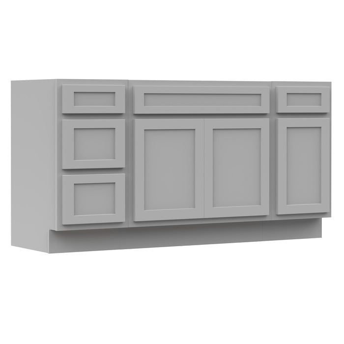 60" Modern Freestanding Oak Bathroom Vanity Base Only – Shaker Style Storage Cabinet with 4 Drawers & 3 Doors VA40153-36-151 - HomeBeyond
