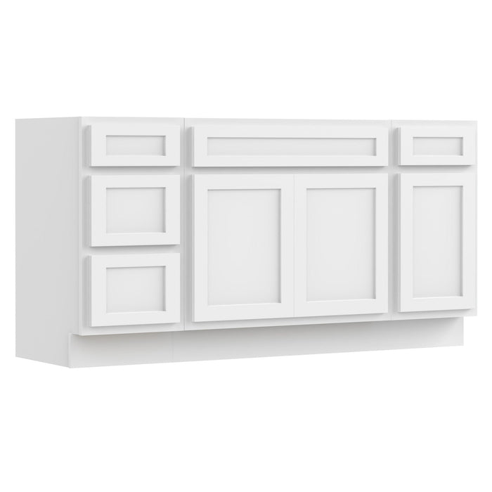 60" Modern Freestanding Oak Bathroom Vanity Base Only – Shaker Style Storage Cabinet with 4 Drawers & 3 Doors VA40153-36-151 - HomeBeyond