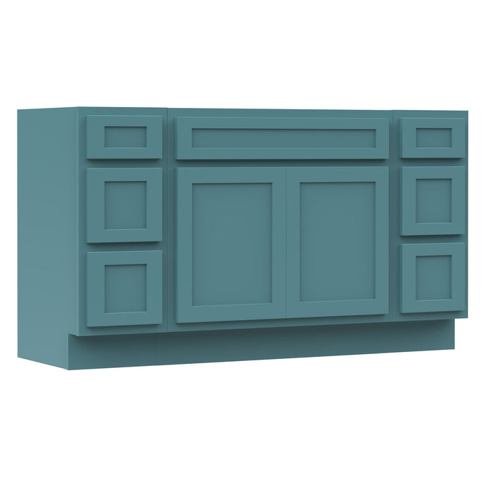 60" Modern Freestanding Oak Bathroom Vanity Base Only – Shaker Style Storage Cabinet with 6 Drawers & 2 Doors VA40123-36-123 - HomeBeyond
