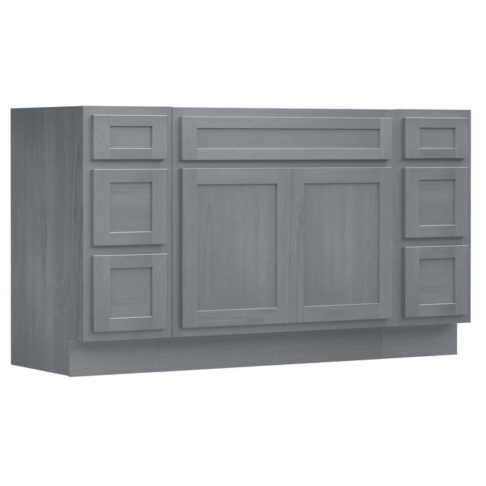 60" Modern Freestanding Oak Bathroom Vanity Base Only – Shaker Style Storage Cabinet with 6 Drawers & 2 Doors VA40123-36-123 - HomeBeyond