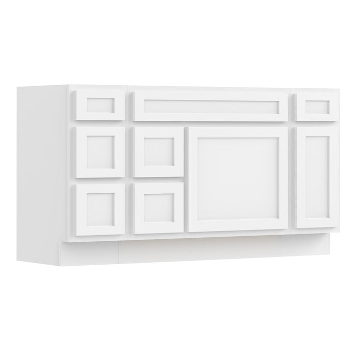 60" Modern Freestanding Oak Bathroom Vanity Base Only – Shaker Style Storage Cabinet with 6 Drawers & 2 Doors VA40123-362L-121 - HomeBeyond