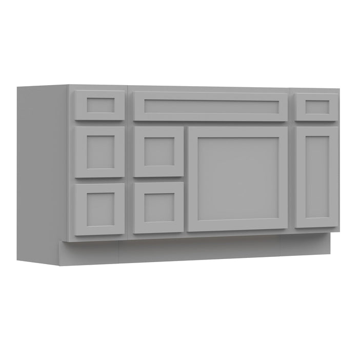 60" Modern Freestanding Oak Bathroom Vanity Base Only – Shaker Style Storage Cabinet with 6 Drawers & 2 Doors VA40123-362L-121 - HomeBeyond