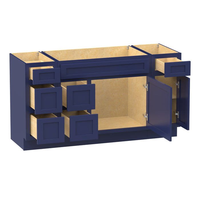 60" Modern Freestanding Oak Bathroom Vanity Base Only – Shaker Style Storage Cabinet with 6 Drawers & 2 Doors VA40123-362L-121 - HomeBeyond