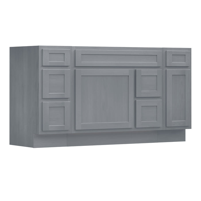 60" Modern Freestanding Oak Bathroom Vanity Base Only – Shaker Style Storage Cabinet with 6 Drawers & 2 Doors VA40123-362R-121 - HomeBeyond