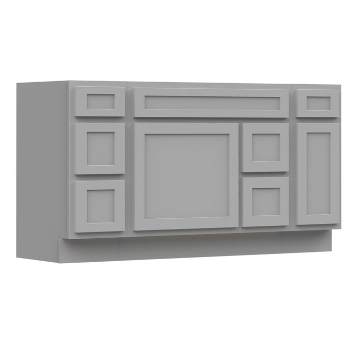 60" Modern Freestanding Oak Bathroom Vanity Base Only – Shaker Style Storage Cabinet with 6 Drawers & 2 Doors VA40123-362R-121 - HomeBeyond