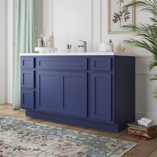 60" Oak Bathroom Vanity Cabinet without Top - 4 Drawers & 3 Doors - HomeBeyond