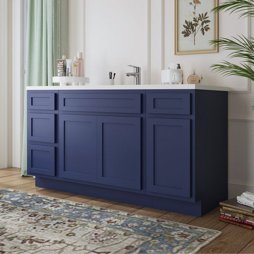 60" Oak Bathroom Vanity Cabinet without Top - 4 Drawers & 3 Doors - HomeBeyond