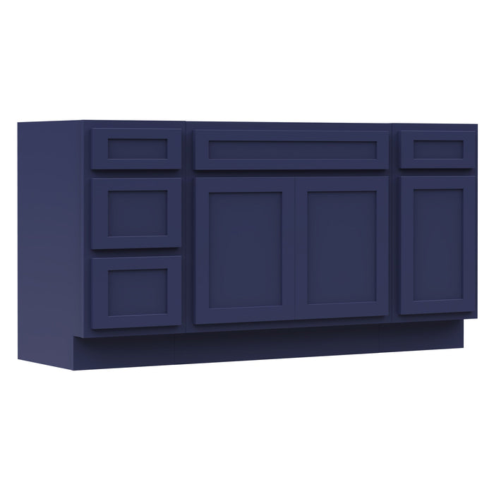 60" Oak Bathroom Vanity Cabinet without Top - 4 Drawers & 3 Doors - HomeBeyond