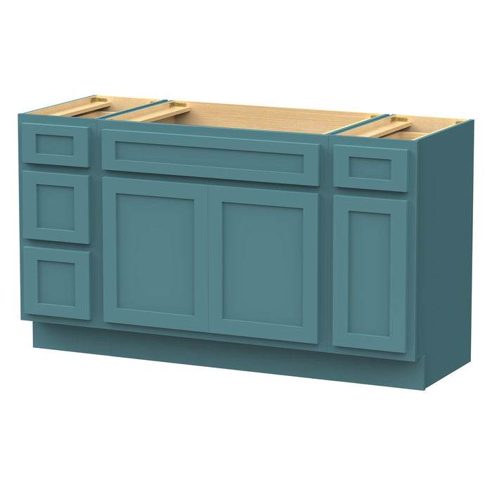 60" Oak Bathroom Vanity Cabinet without Top - 4 Drawers & 3 Doors - HomeBeyond