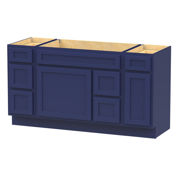 60" Oak Bathroom Vanity Cabinet without Top - 6 Drawers & 2 Doors - HomeBeyond