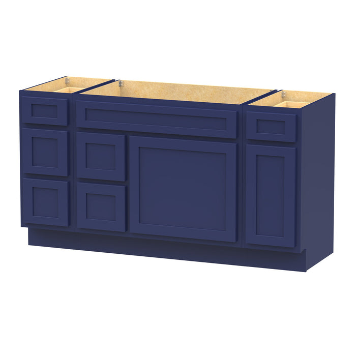 60" Oak Bathroom Vanity Cabinet without Top - 6 Drawers & 2 Doors - HomeBeyond