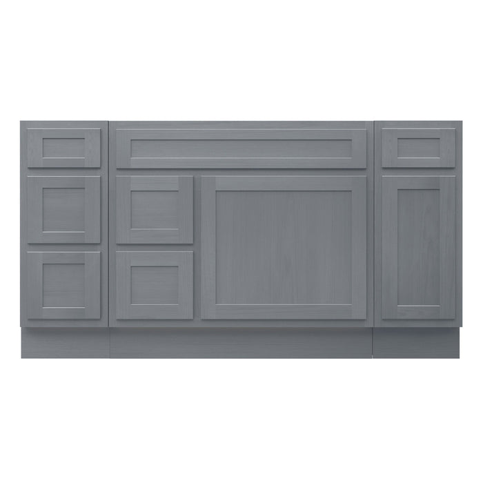 60" Oak Bathroom Vanity Cabinet without Top - 6 Drawers & 2 Doors - HomeBeyond