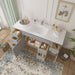 60" Oak Bathroom Vanity Cabinet without Top - 6 Drawers & 2 Doors - HomeBeyond