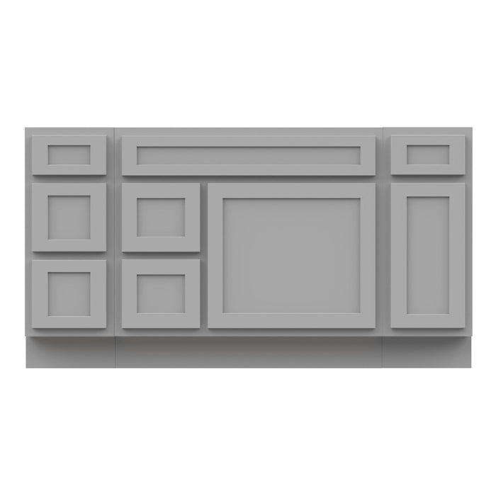 60" Oak Bathroom Vanity Cabinet without Top - 6 Drawers & 2 Doors - HomeBeyond