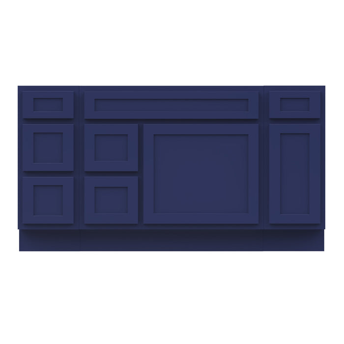 60" Oak Bathroom Vanity Cabinet without Top - 6 Drawers & 2 Doors - HomeBeyond