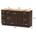 60" Oak Bathroom Vanity Cabinet without Top - 6 Drawers & 2 Doors - HomeBeyond