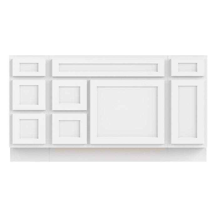 60" Oak Bathroom Vanity Cabinet without Top - 6 Drawers & 2 Doors - HomeBeyond