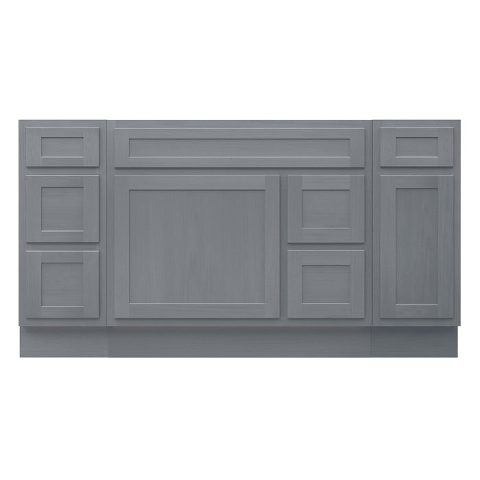 60" Oak Bathroom Vanity Cabinet without Top - 6 Drawers & 2 Doors - HomeBeyond