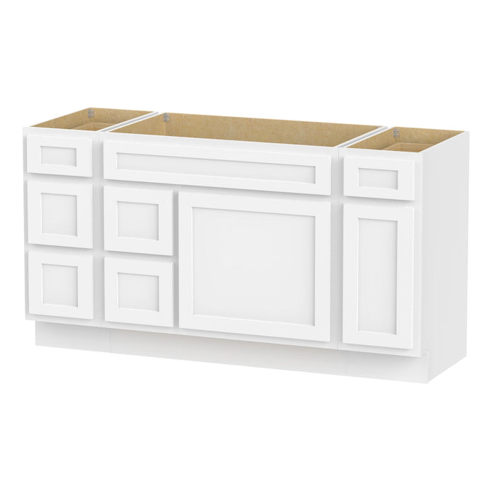 60" Oak Bathroom Vanity Cabinet without Top - 6 Drawers & 2 Doors - HomeBeyond