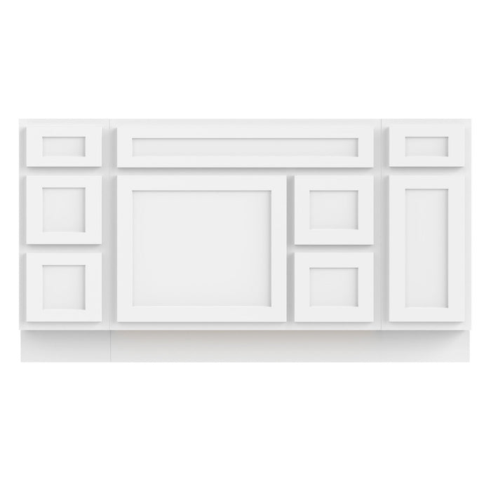 60" Oak Bathroom Vanity Cabinet without Top - 6 Drawers & 2 Doors - HomeBeyond