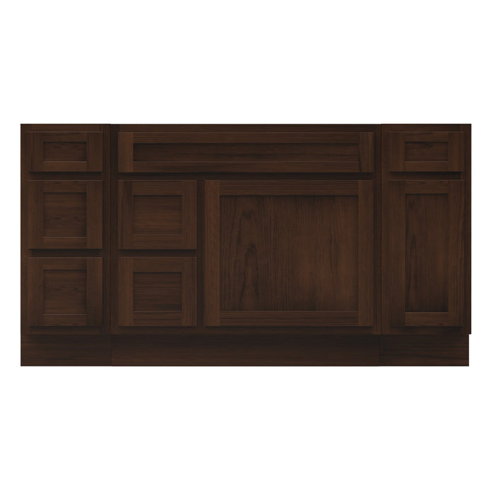 60" Oak Bathroom Vanity Cabinet without Top - 6 Drawers & 2 Doors - HomeBeyond