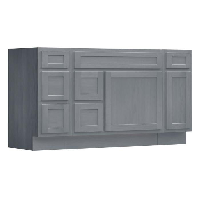60" Oak Bathroom Vanity Cabinet without Top - 6 Drawers & 2 Doors - HomeBeyond