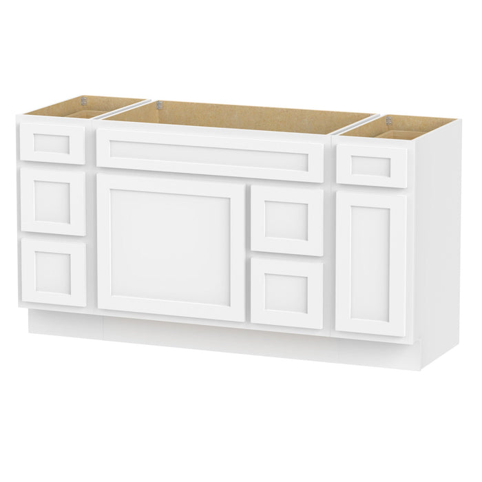 60" Oak Bathroom Vanity Cabinet without Top - 6 Drawers & 2 Doors - HomeBeyond