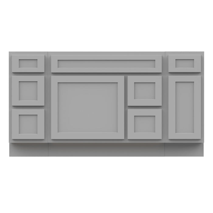 60" Oak Bathroom Vanity Cabinet without Top - 6 Drawers & 2 Doors - HomeBeyond