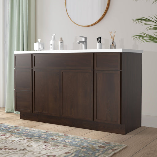 60" Plywood Bathroom Vanity Cabinet without Top - 4 Drawers & 3 Doors - HomeBeyond