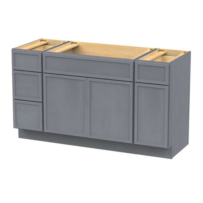 60" Plywood Bathroom Vanity Cabinet without Top - 4 Drawers & 3 Doors - HomeBeyond