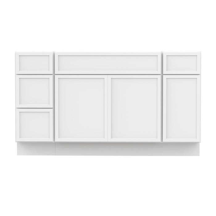 60" Plywood Bathroom Vanity Cabinet without Top - 4 Drawers & 3 Doors - HomeBeyond