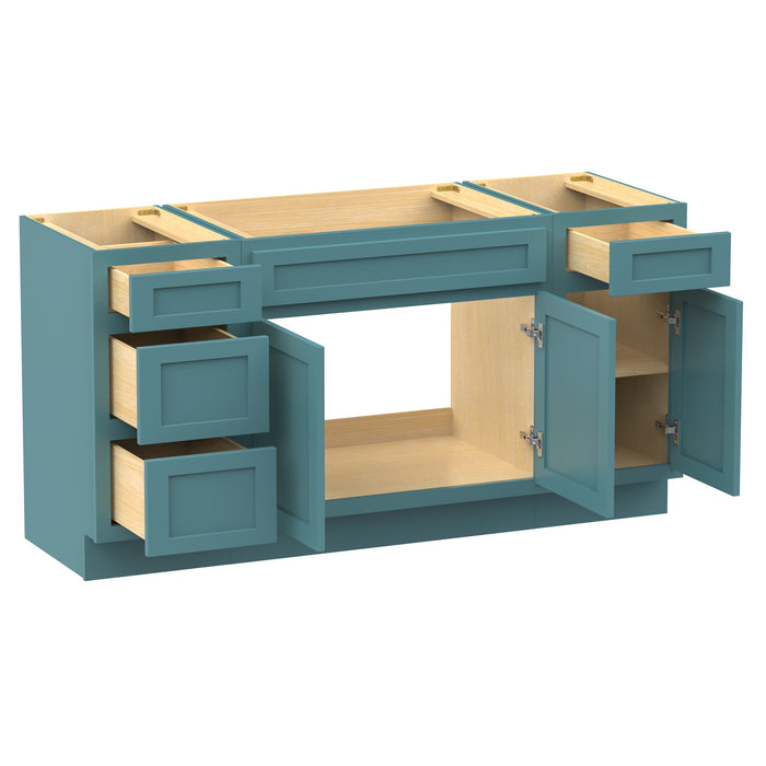 60" Plywood Bathroom Vanity Cabinet without Top - 4 Drawers & 3 Doors - HomeBeyond