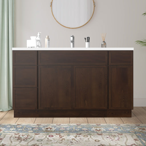 60" Plywood Bathroom Vanity Cabinet without Top - 4 Drawers & 3 Doors - HomeBeyond
