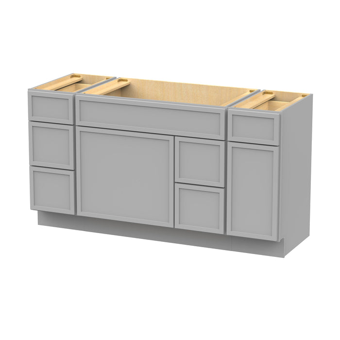 60" Plywood Bathroom Vanity Cabinet without Top - 6 Drawers & 2 Doors - HomeBeyond