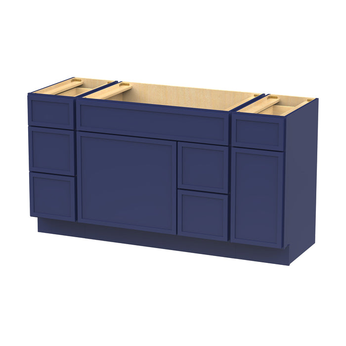60" Plywood Bathroom Vanity Cabinet without Top - 6 Drawers & 2 Doors - HomeBeyond